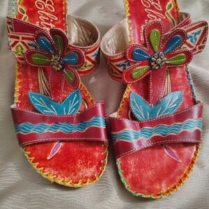 Red Floral Women's Sandals